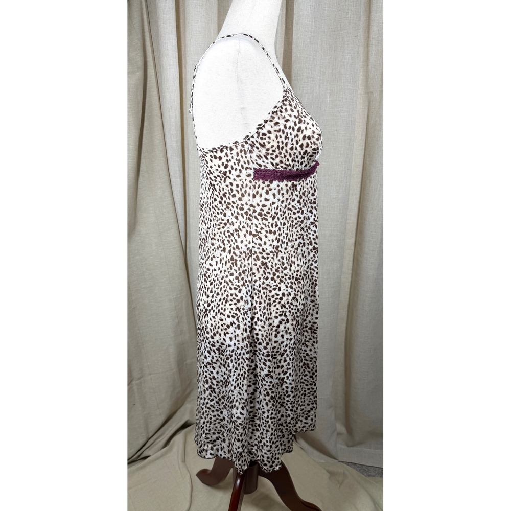 Intimissimi Leopard Print Chemise & Thong Lingerie Set L/M Plum Ivory Lace Italy - Picture 5 of 13